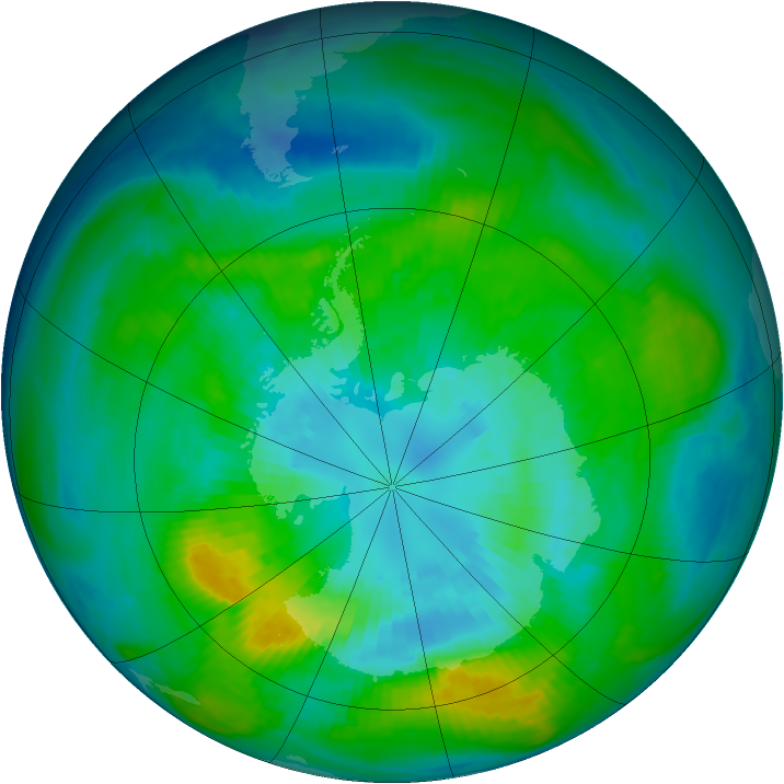 Antarctic ozone map for 31 March 1980